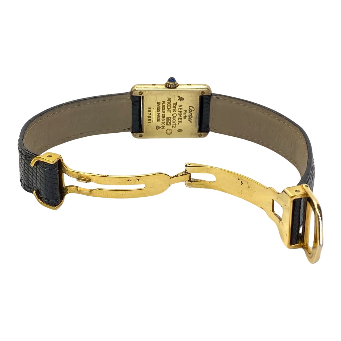 Cartier Womens Must de Cartier Tank Watch 925 Silver Vermeil Quartz 557051