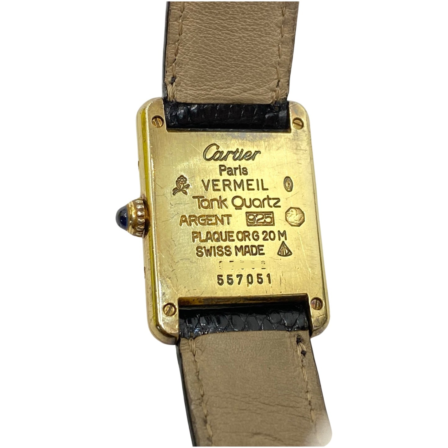 Cartier Womens Must de Cartier Tank Watch 925 Silver Vermeil Quartz 557051