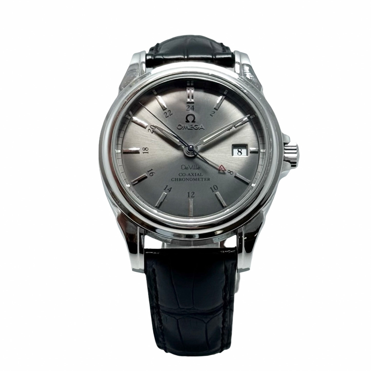 Omega De Ville Automatic GMT Co-Axial Escapement Chronometer Grey Dial Black Strap 4833.41.31