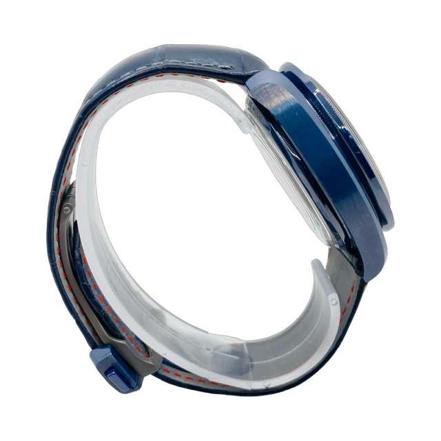 Omega Speedmaster Moonphase Blue Side of the Moon 44.25mm Blue Ceramic on Leather Strap 304.93.44.52.03.002
