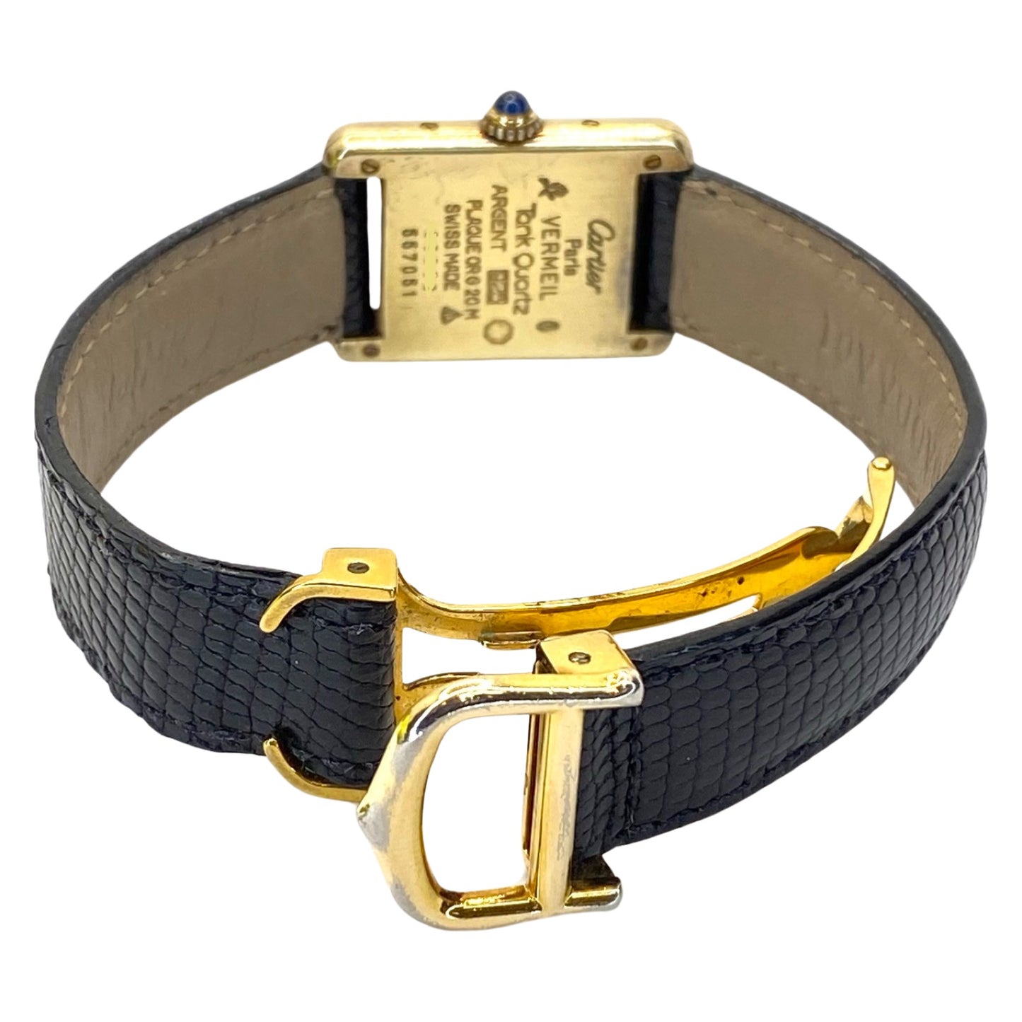 Cartier Womens Must de Cartier Tank Watch 925 Silver Vermeil Quartz 557051
