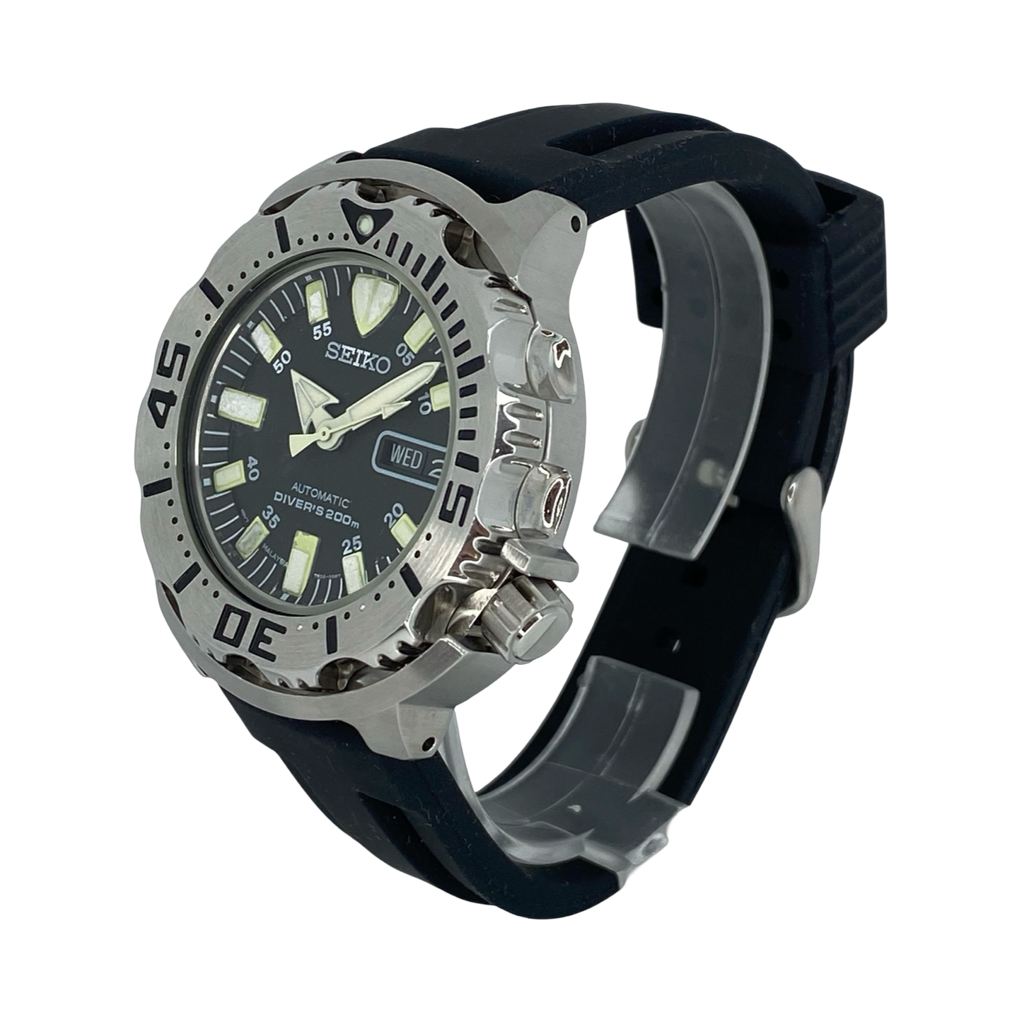 Seiko Black Monster Scuba Diver 43mm Automatic Black Dial Silicon Strap SKX779 Pre-owned