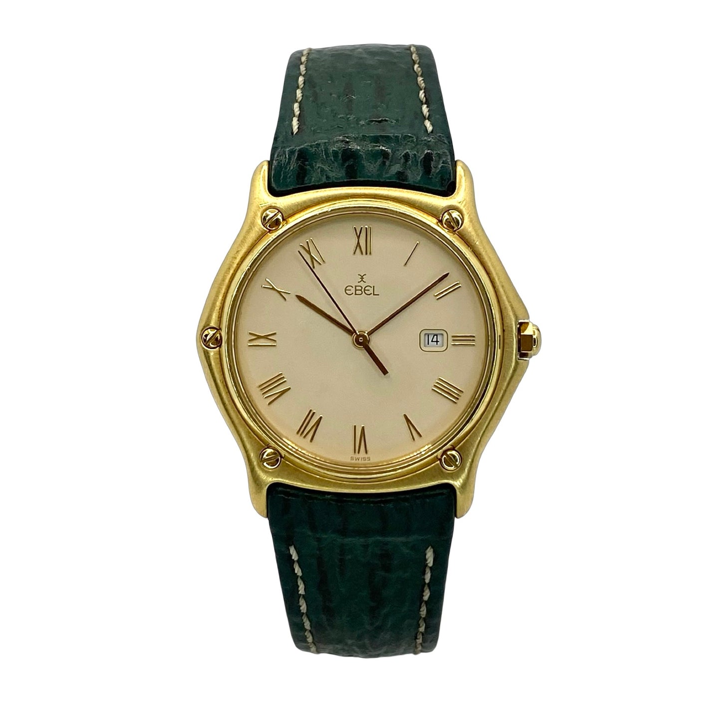 Ebel Sport Classic 1911 35mm 18K Yellow Gold Swiss Quartz Green Shark Skin Leather Ref.883903