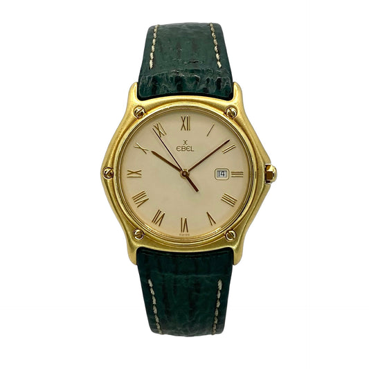 Ebel Sport Classic 1911 35mm 18K Yellow Gold Swiss Quartz Green Shark Skin Leather Ref.883903