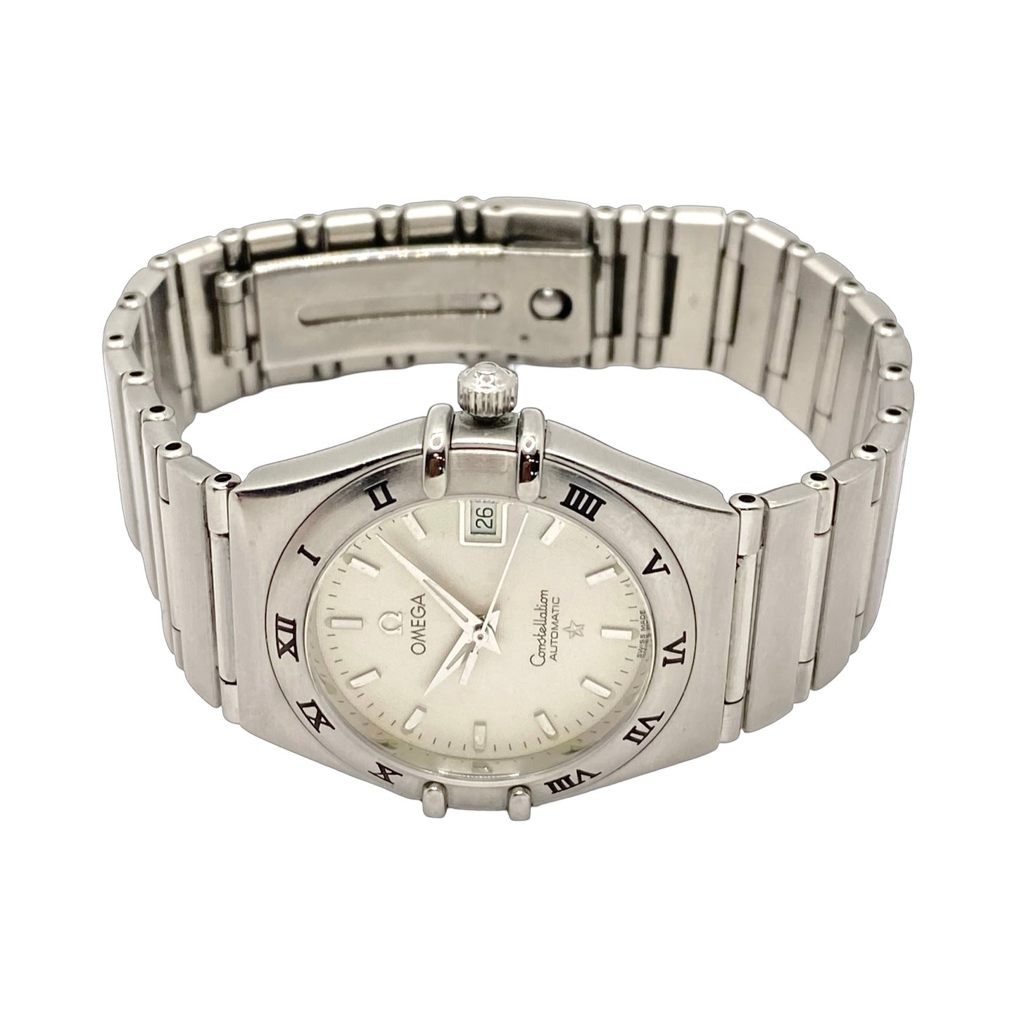 Omega Constellation Automatic Date 27.5mm Silver Guilloché Dial Steel on Steel 1592.30.00