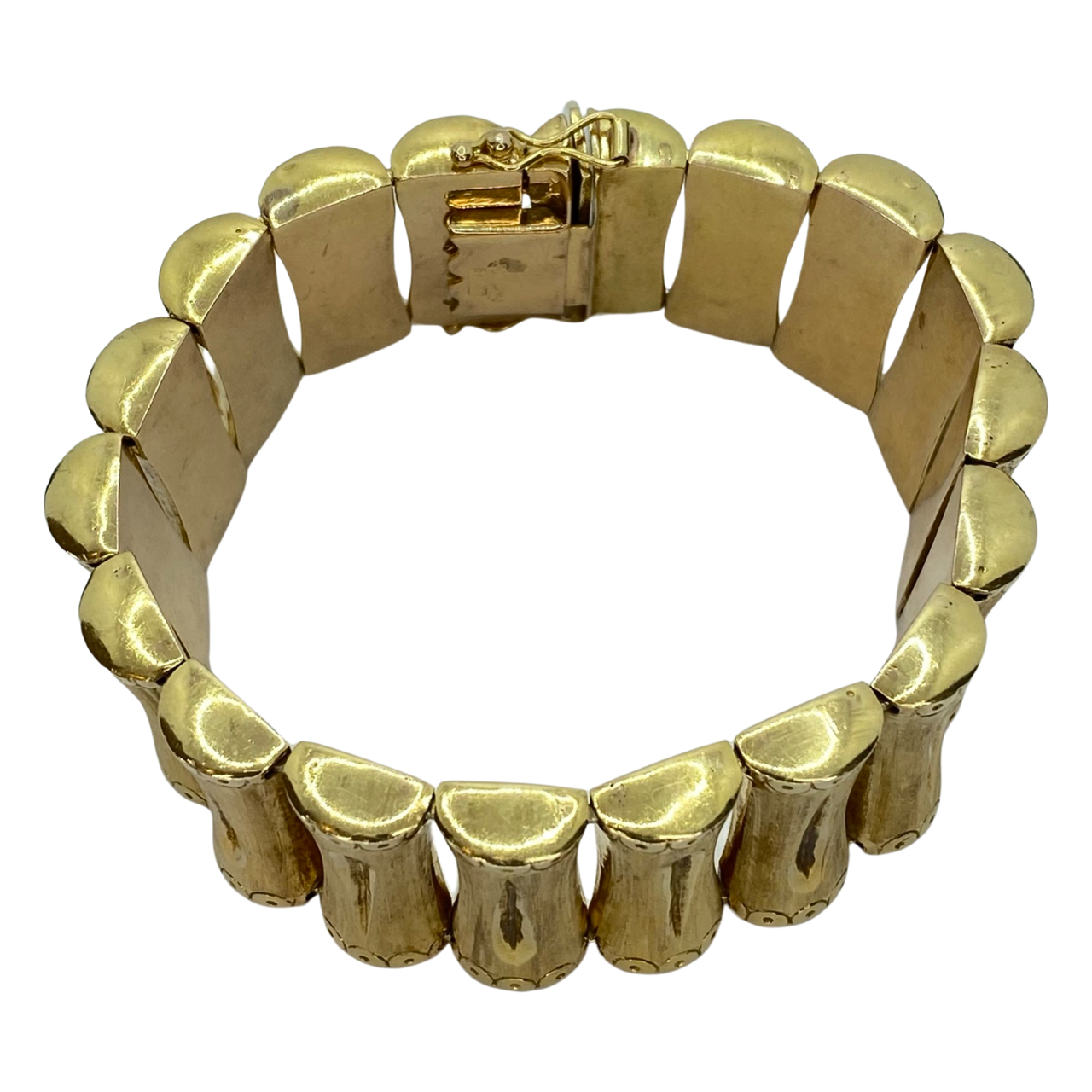 Estate Jewelry 18K Yellow Gold Bamboo Link Bracelet