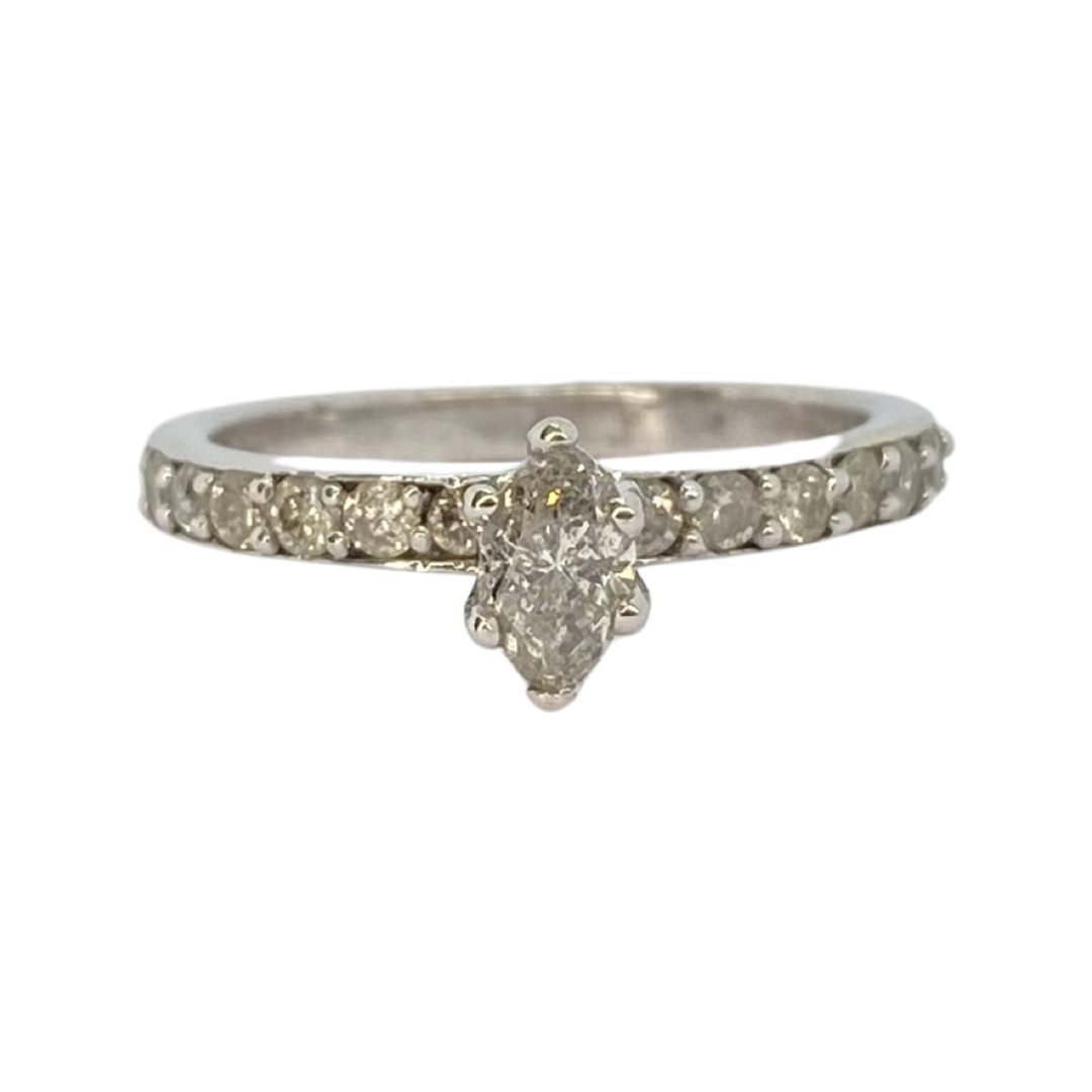 14K White Gold Marquise Diamond Ring