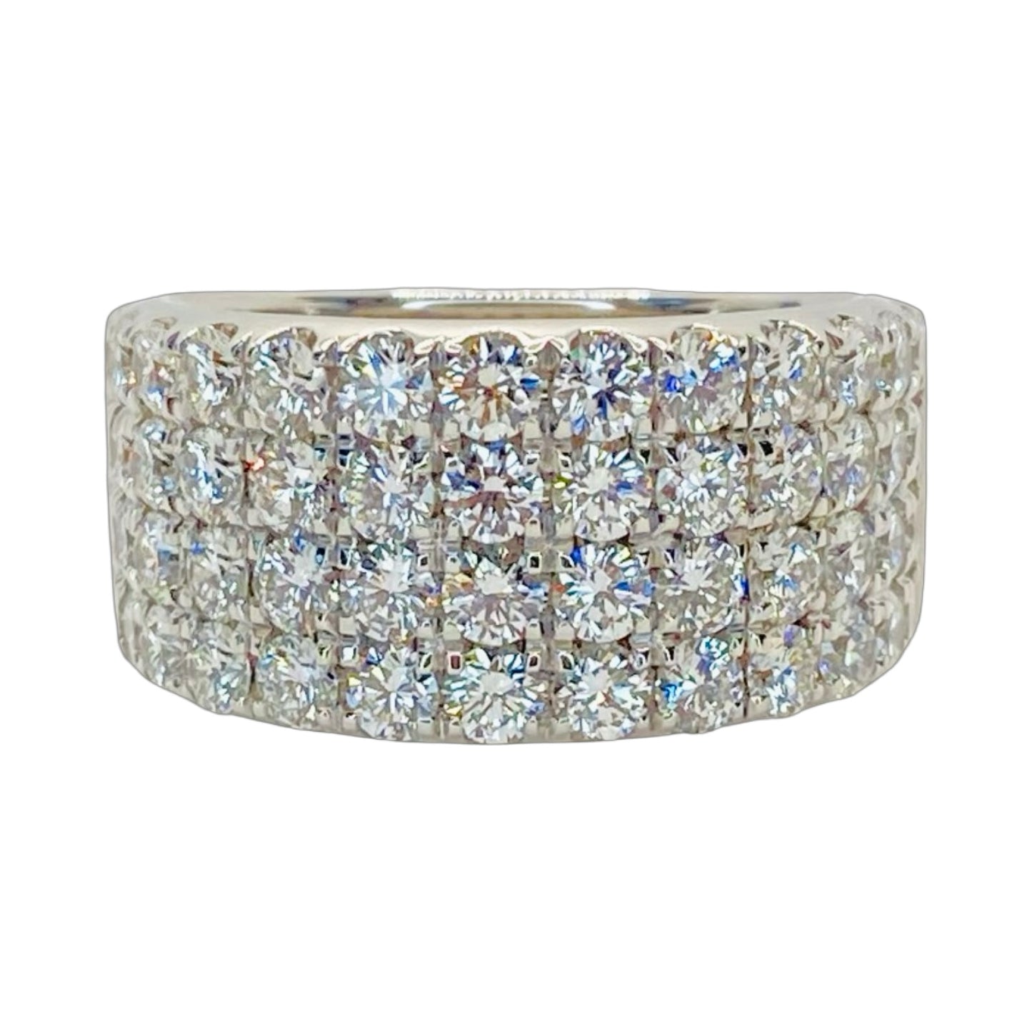 14K White Gold Wide Band Diamond Ring 2.85 Carats G, VS2