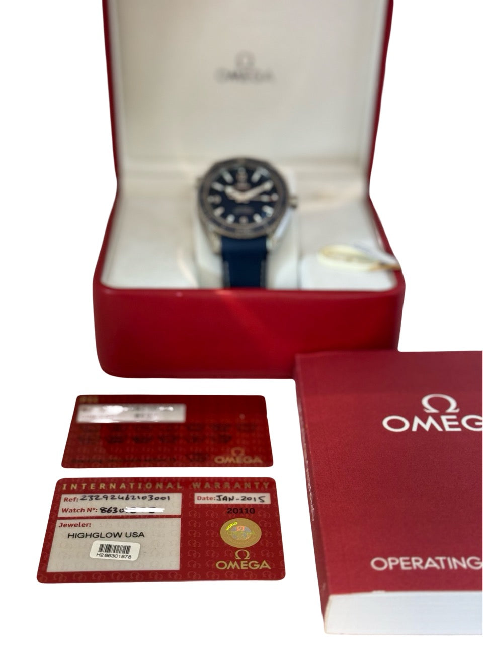 Omega Seamaster Planet Ocean 600M 45.5MM Titanium on Blue Rubber Strap 232.92.46.21.03.001