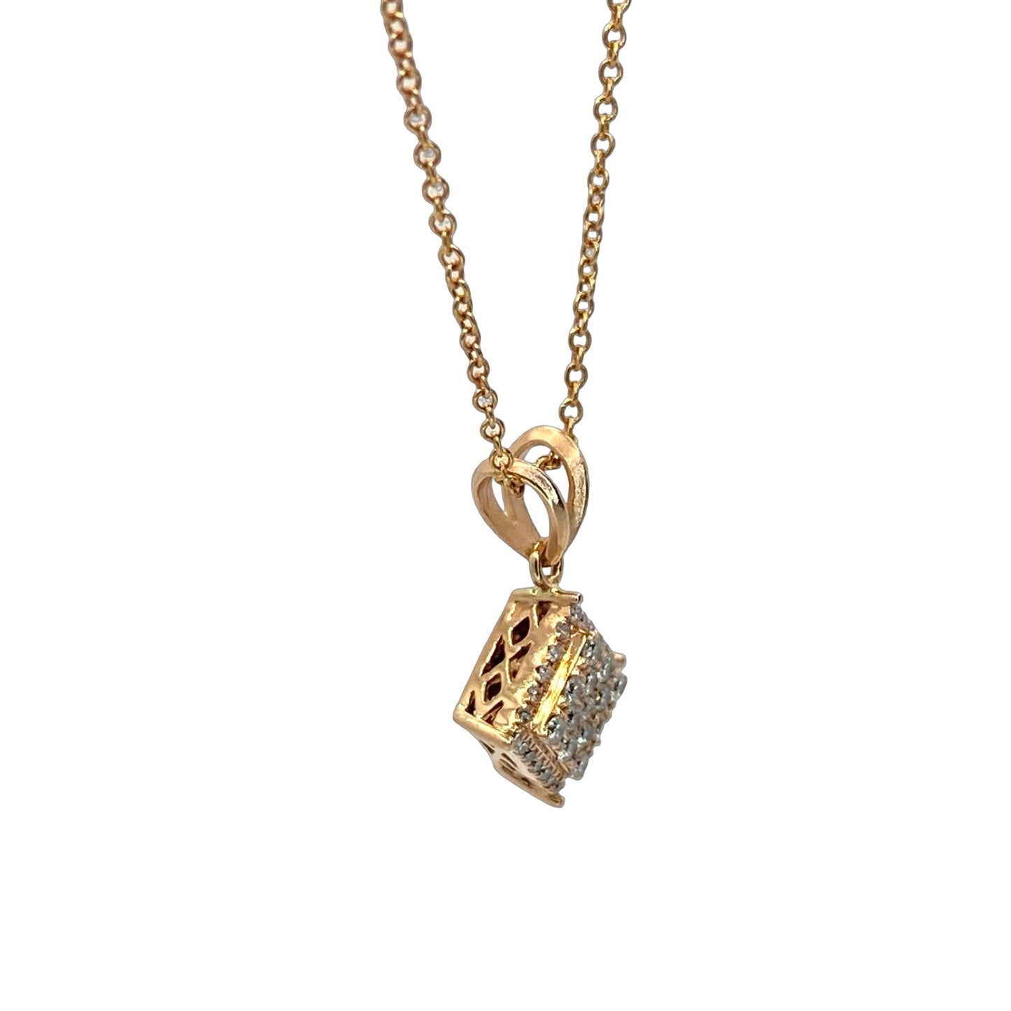 14K Rose Gold Diamond Pavè Pendant