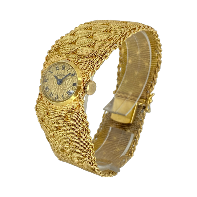 Bueche Girod 18K Yellow Gold Manual Wind Watch Mesh Bracelet