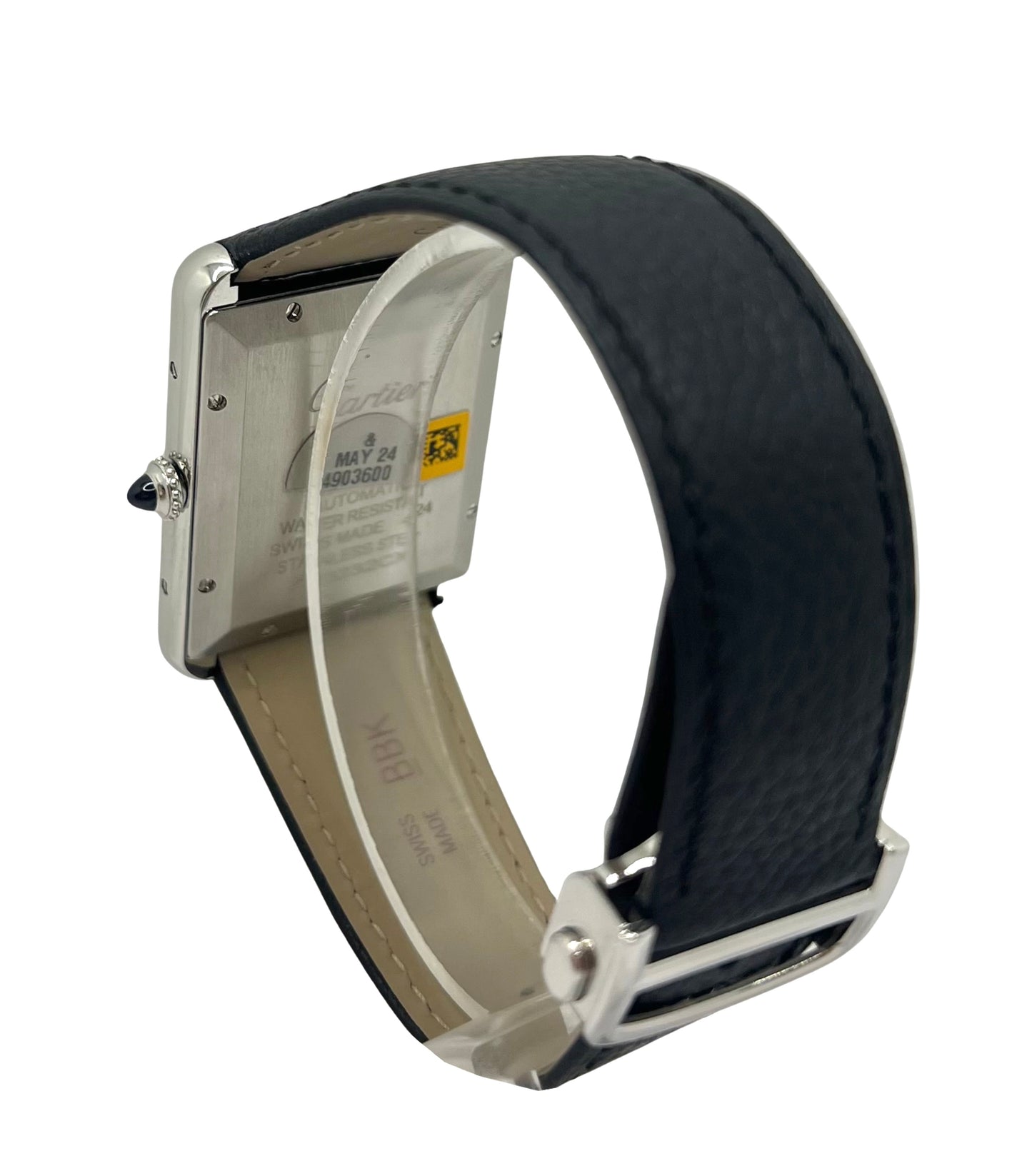 Cartier Tank Must XL Silver Dial Black Leather Strap Ref. WSTA0040