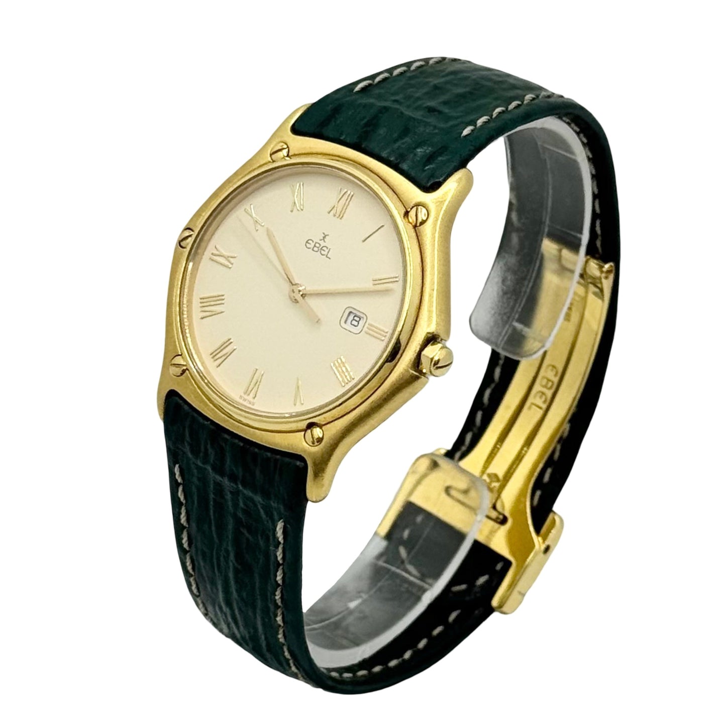 Ebel Sport Classic 1911 35mm 18K Yellow Gold Swiss Quartz Green Shark Skin Leather Ref.883903