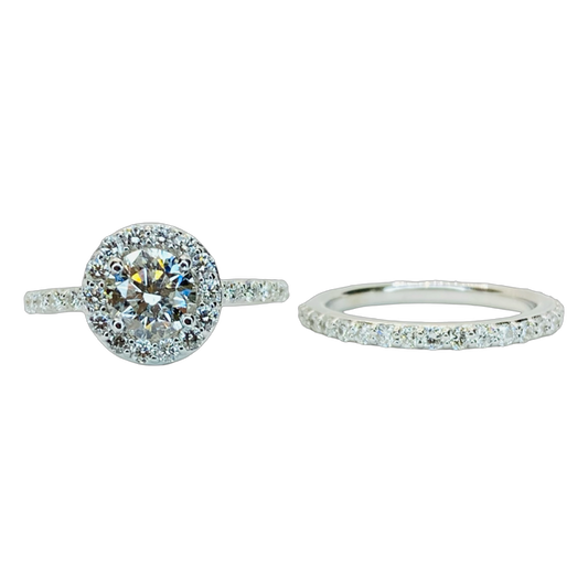 14K White Gold Engagement/Wedding Ring Set GIA 1.05 Carats Center Diamond