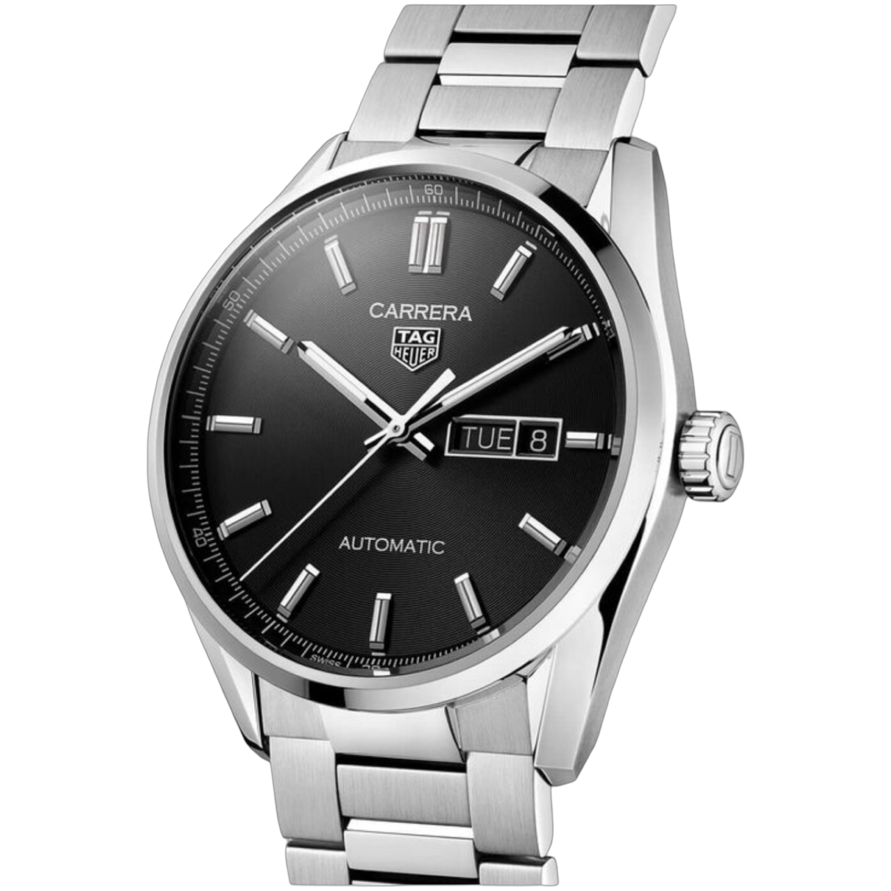 TAG Heuer Carrera Day Date Caliber 5 Automatic 41mm Black Dial Stainless Steel Bracelet WAR201A.BA0723