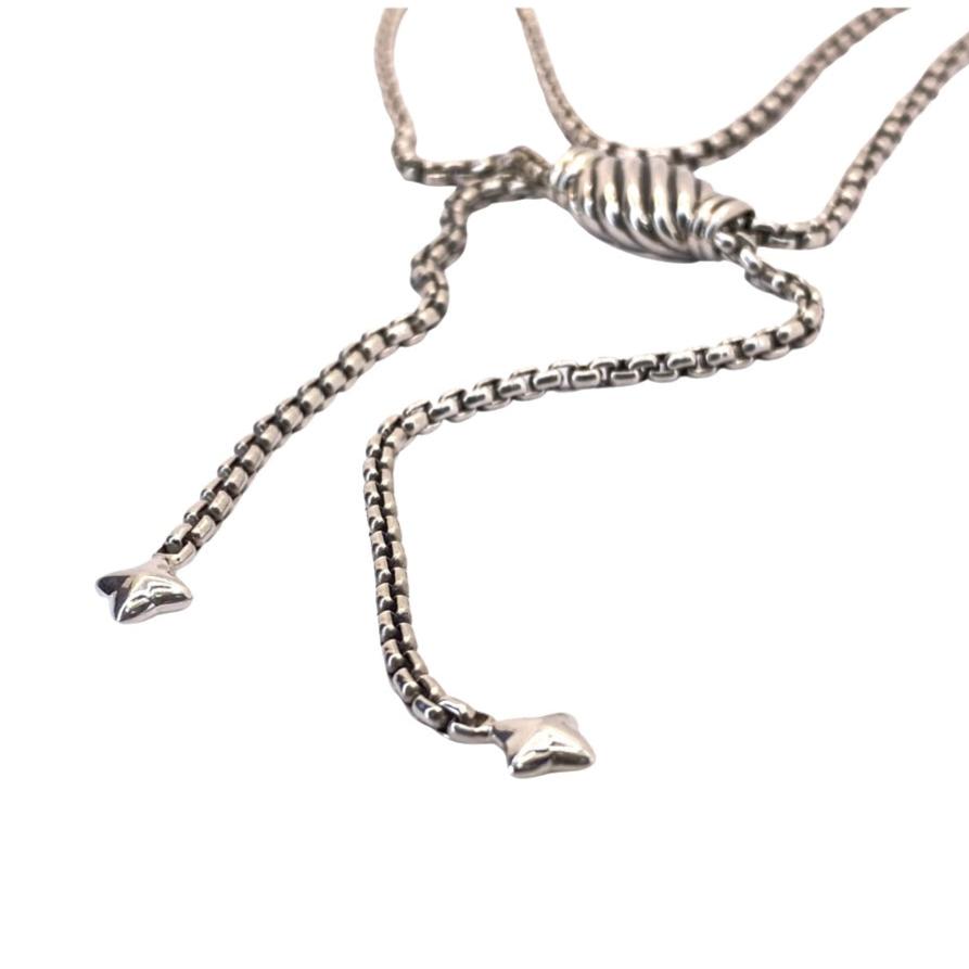 David Yurman 925 Silver Box Chain Bolo Necklace