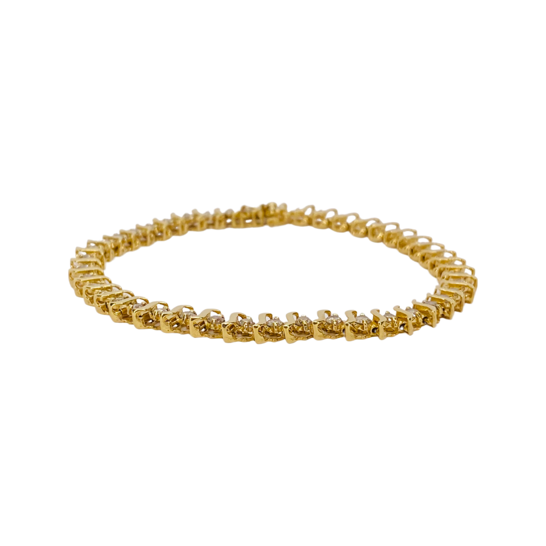 Estate Jewelry 10K Yellow Gold 2.20CTS Women's Tennis Bracelet