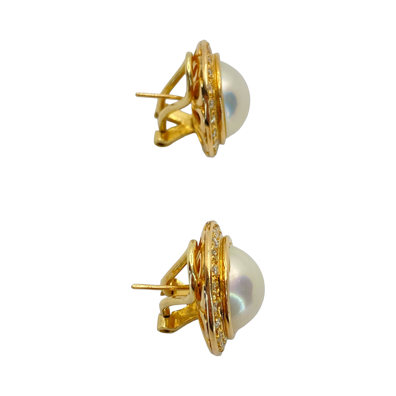 14K Yellow Gold Mabe Pearl Earrings