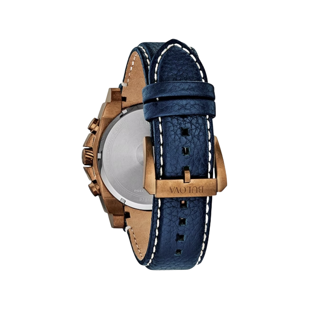 Bulova Icon Precisionist Men's Bronze Ion Plated Stainless Steel Blue Dial Blue Strap 97B186