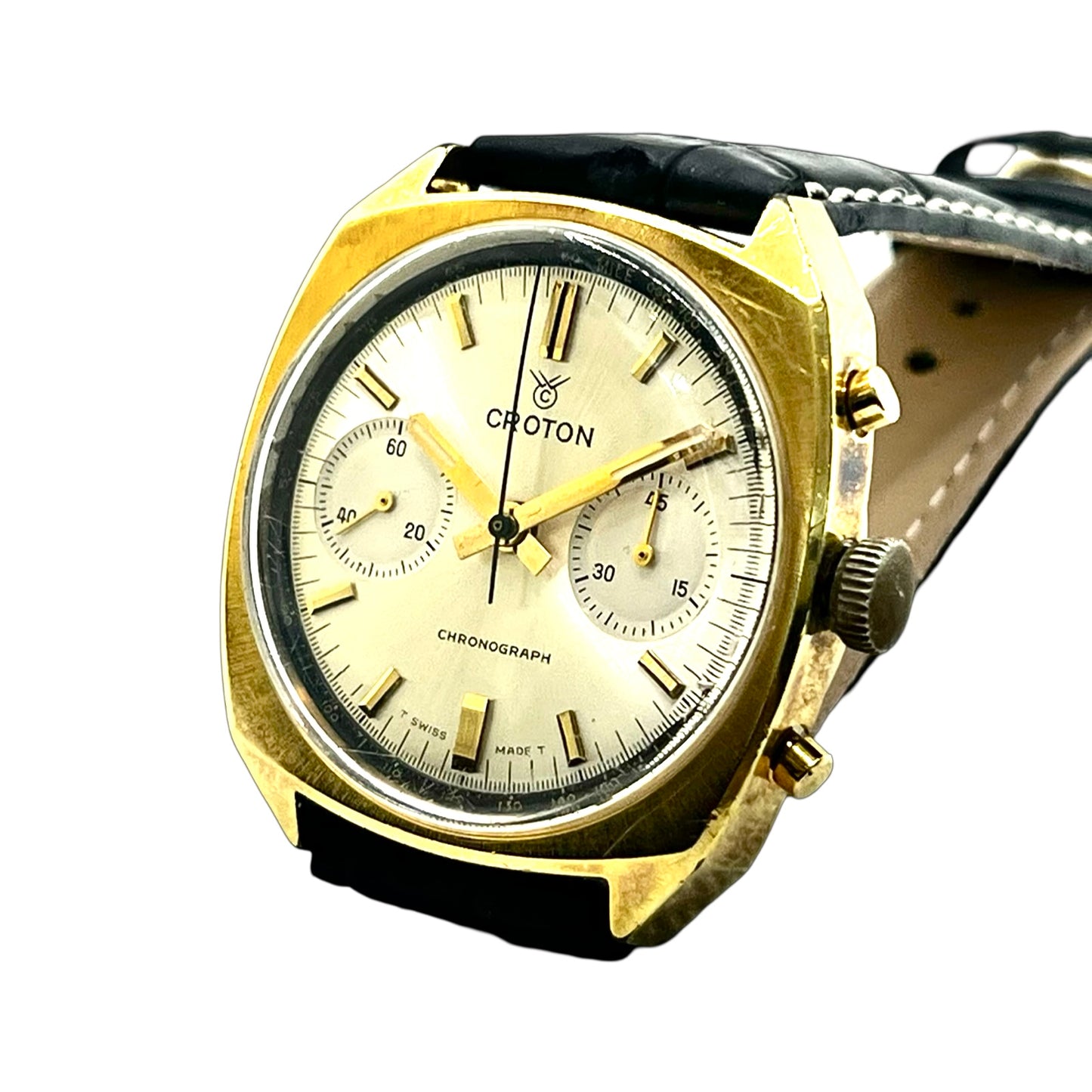 Nivada Croton Chronograph Compax Aviation Pilot 1-Mile Antimagnetic Incabloc Watch