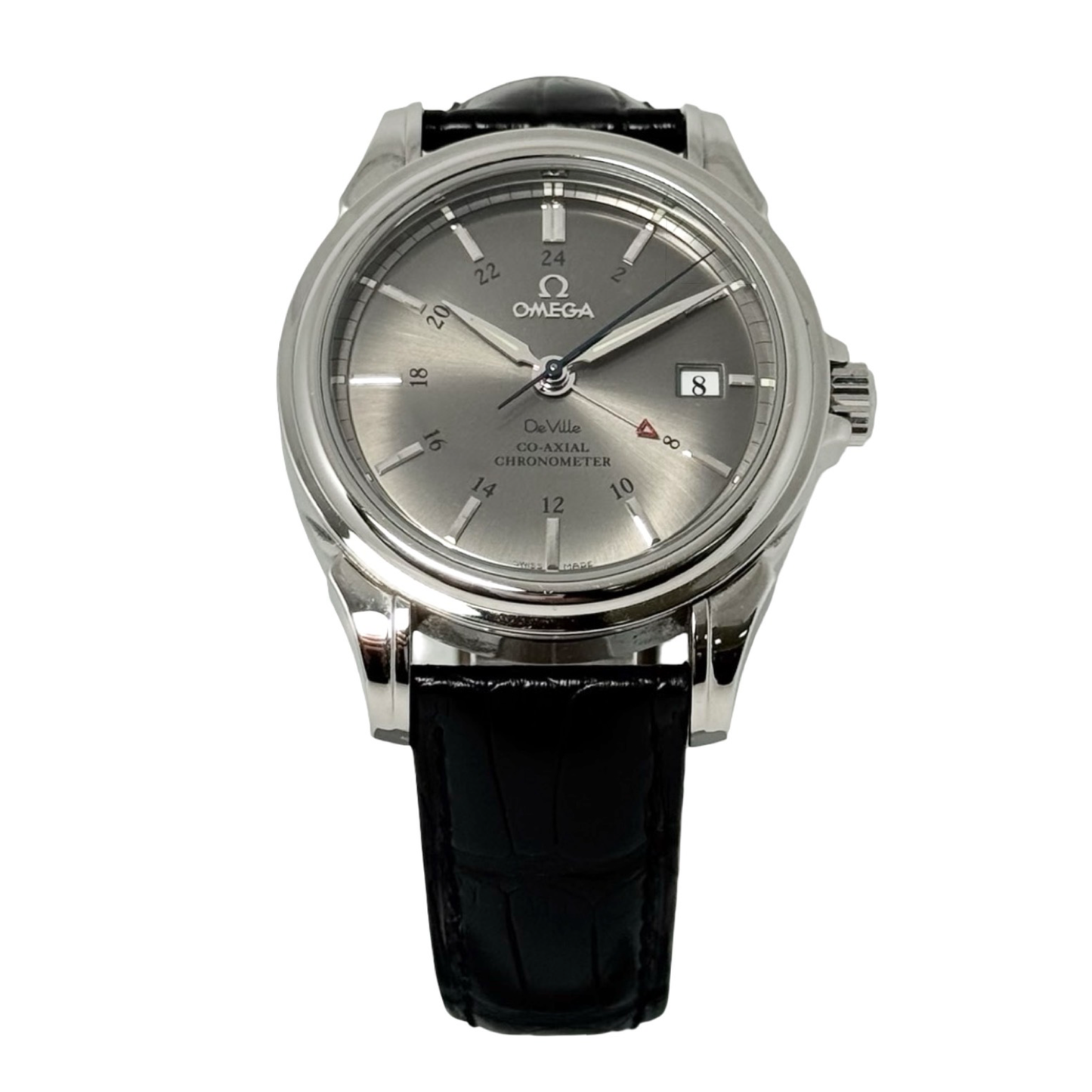 Omega De Ville Automatic GMT Co-Axial Escapement Chronometer Grey Dial Black Strap 4833.41.31