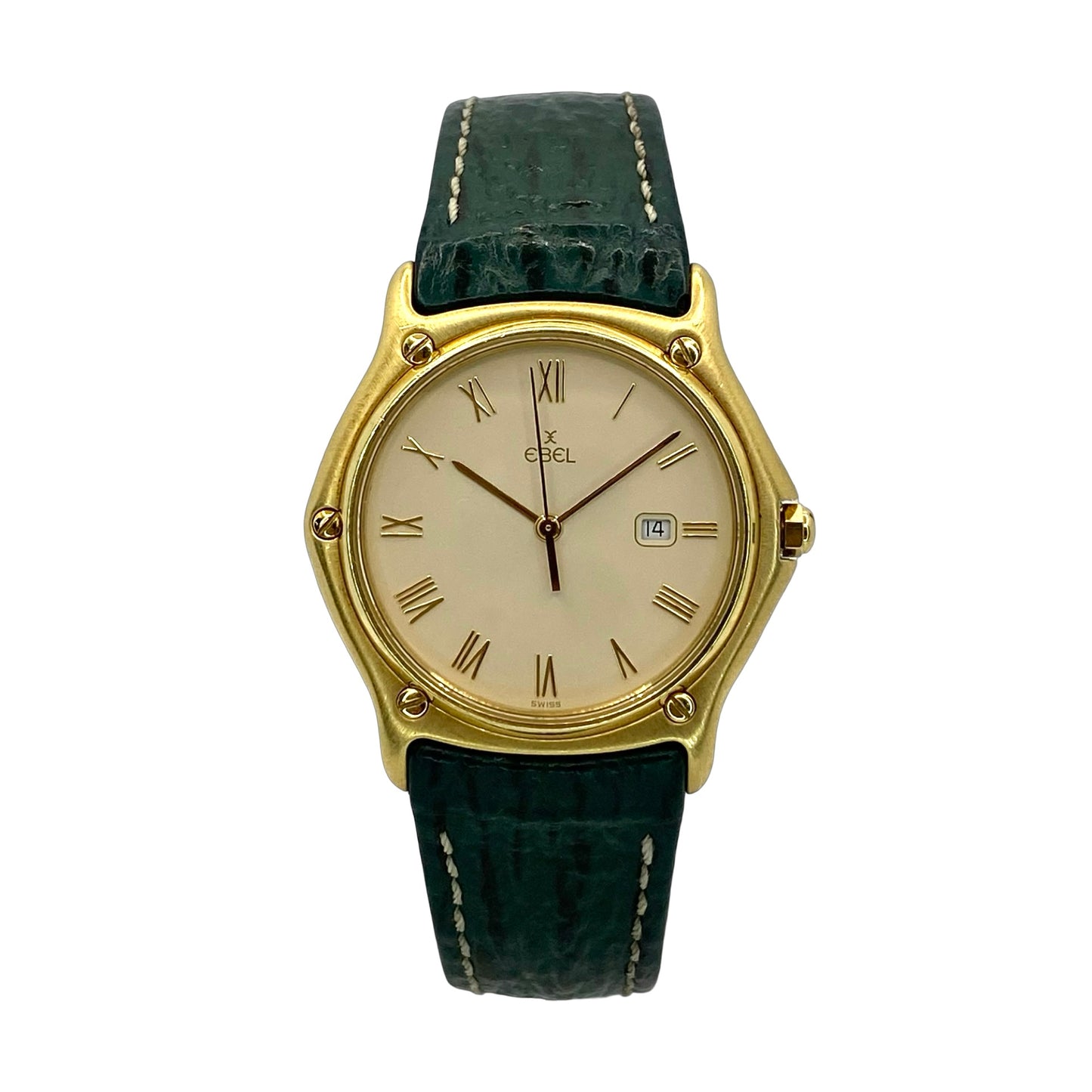 Ebel Sport Classic 1911 35mm 18K Yellow Gold Swiss Quartz Green Shark Skin Leather Ref.883903