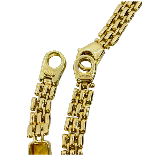 Estate Jewelry 14K Yellow Gold Multi Gemstone Necklace and Bracelet Set