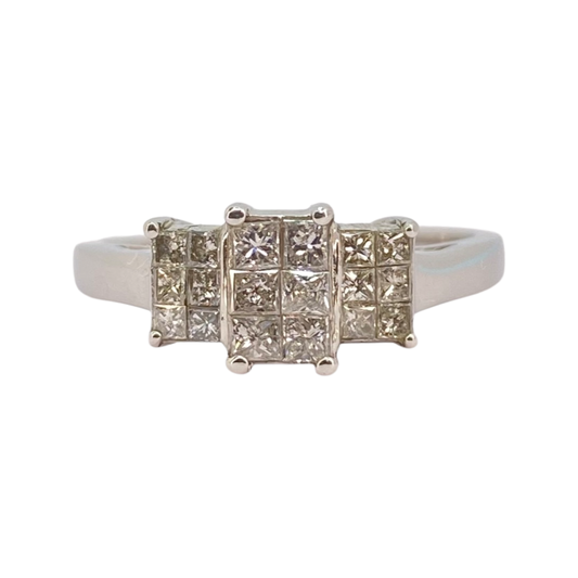 10K White Gold Princess Cut Diamond Ring