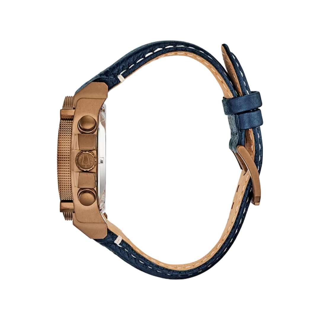 Bulova Icon Precisionist Men's Bronze Ion Plated Stainless Steel Blue Dial Blue Strap 97B186