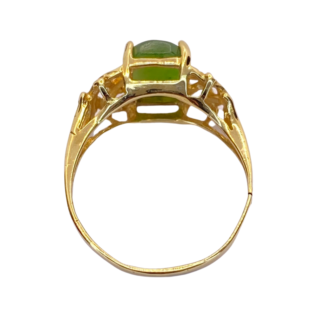 Estate Jewelry Women's 14K Yellow Gold Jadeite Ring