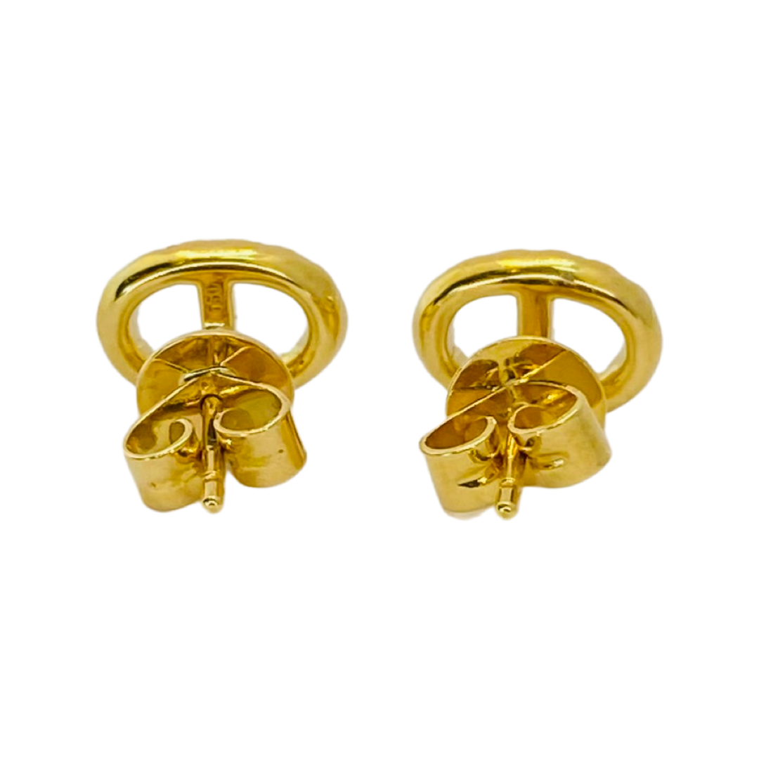 18K Yellow Gold Diamond Stud Oval Earrings