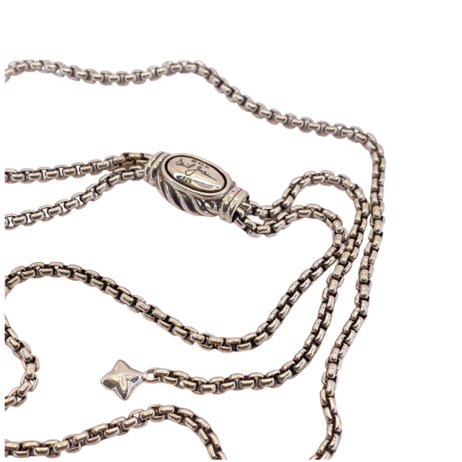 David Yurman 925 Silver Box Chain Bolo Necklace