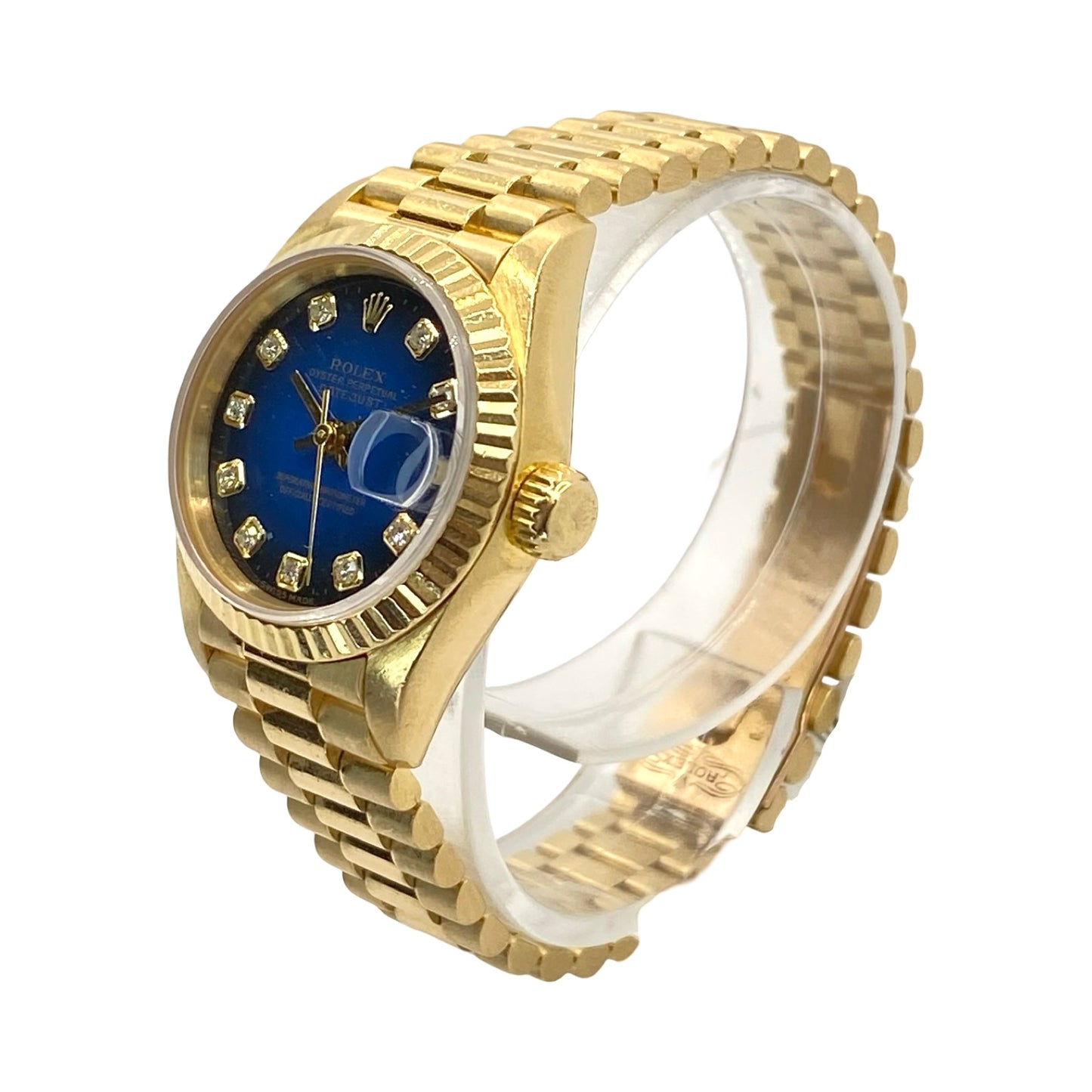Rolex Datejust 18K Solid Gold Factory Blue Vignette Diamond Dial 69178 C.1996