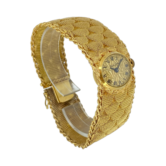Bueche Girod 18K Yellow Gold Manual Wind Watch Mesh Bracelet