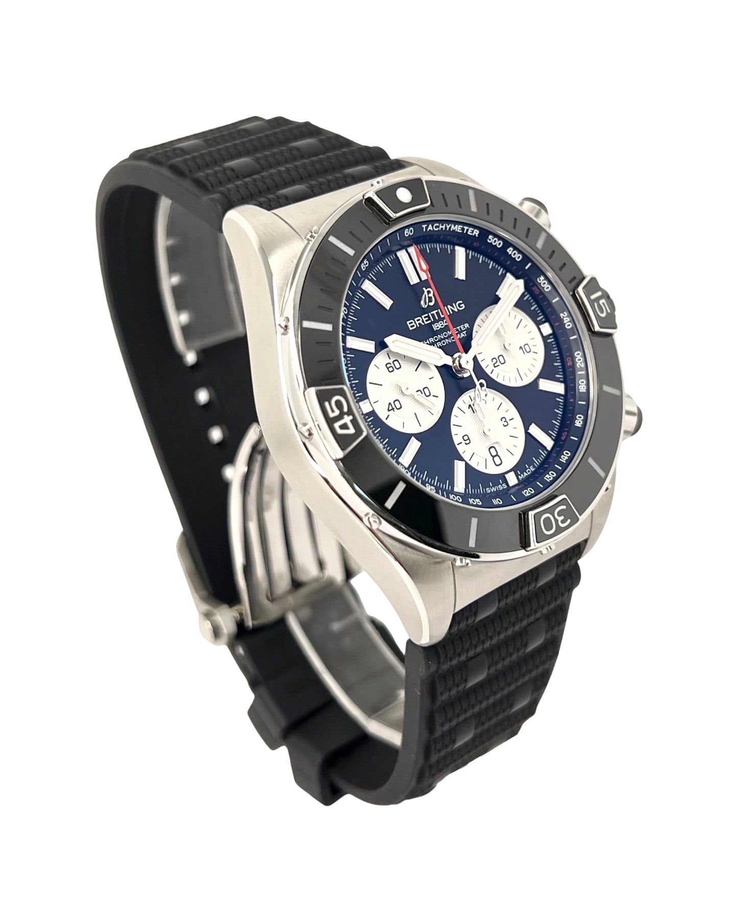 Breitling Super Chronomat B01 44mm Black Dial Rubber Strap AB0136251B1S1