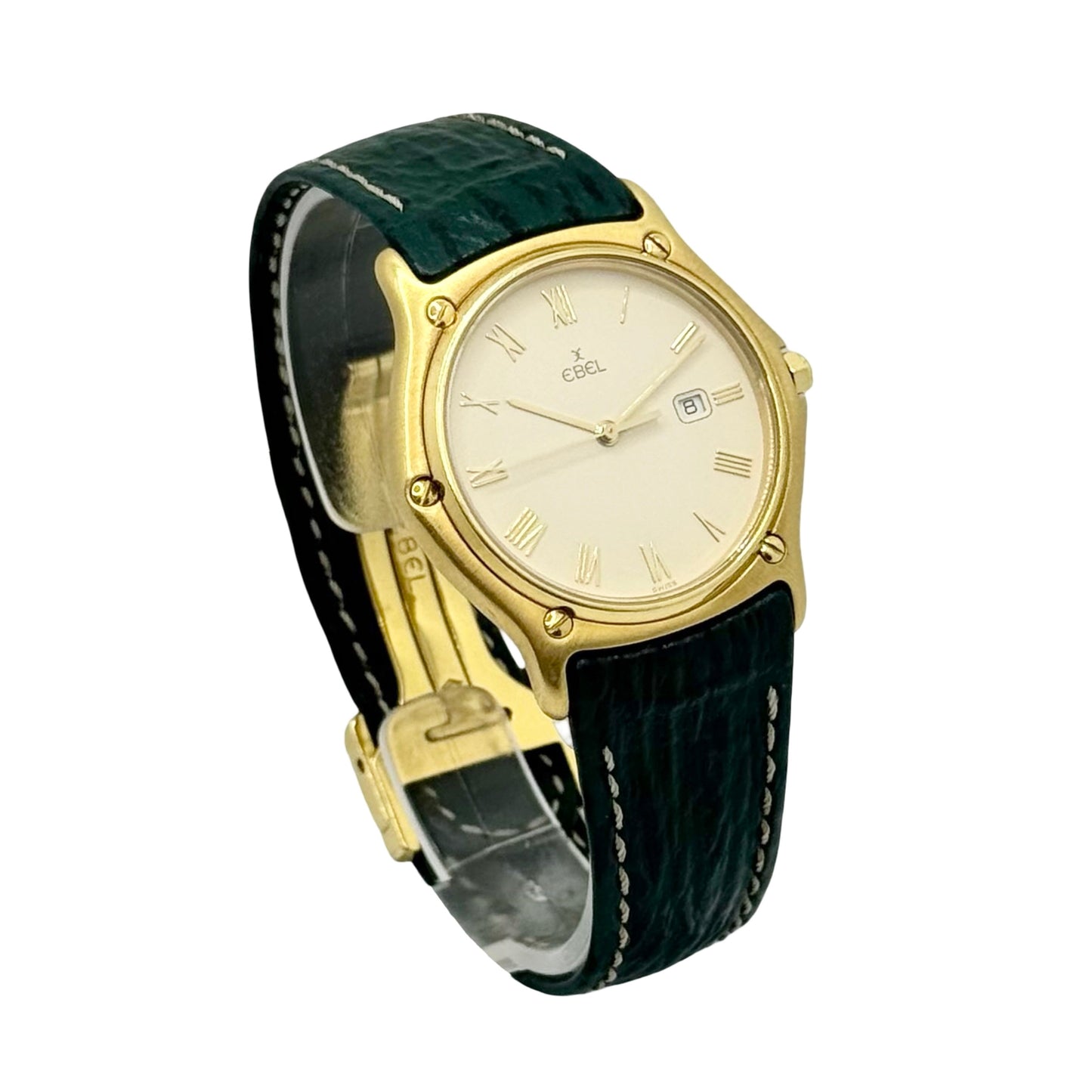 Ebel Sport Classic 1911 35mm 18K Yellow Gold Swiss Quartz Green Shark Skin Leather Ref.883903