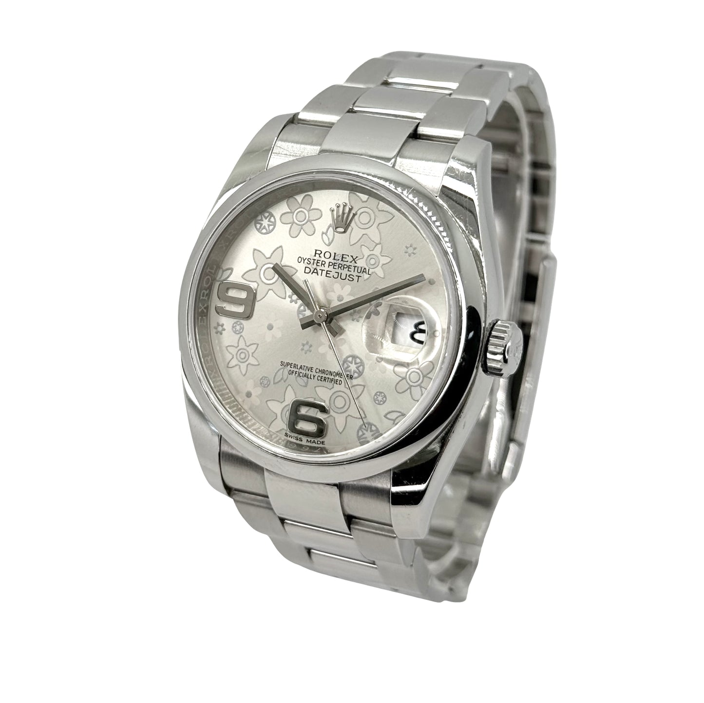 Rolex Datejust 36 Silver Floral Dial Oystersteel Bracelet M116200-0071