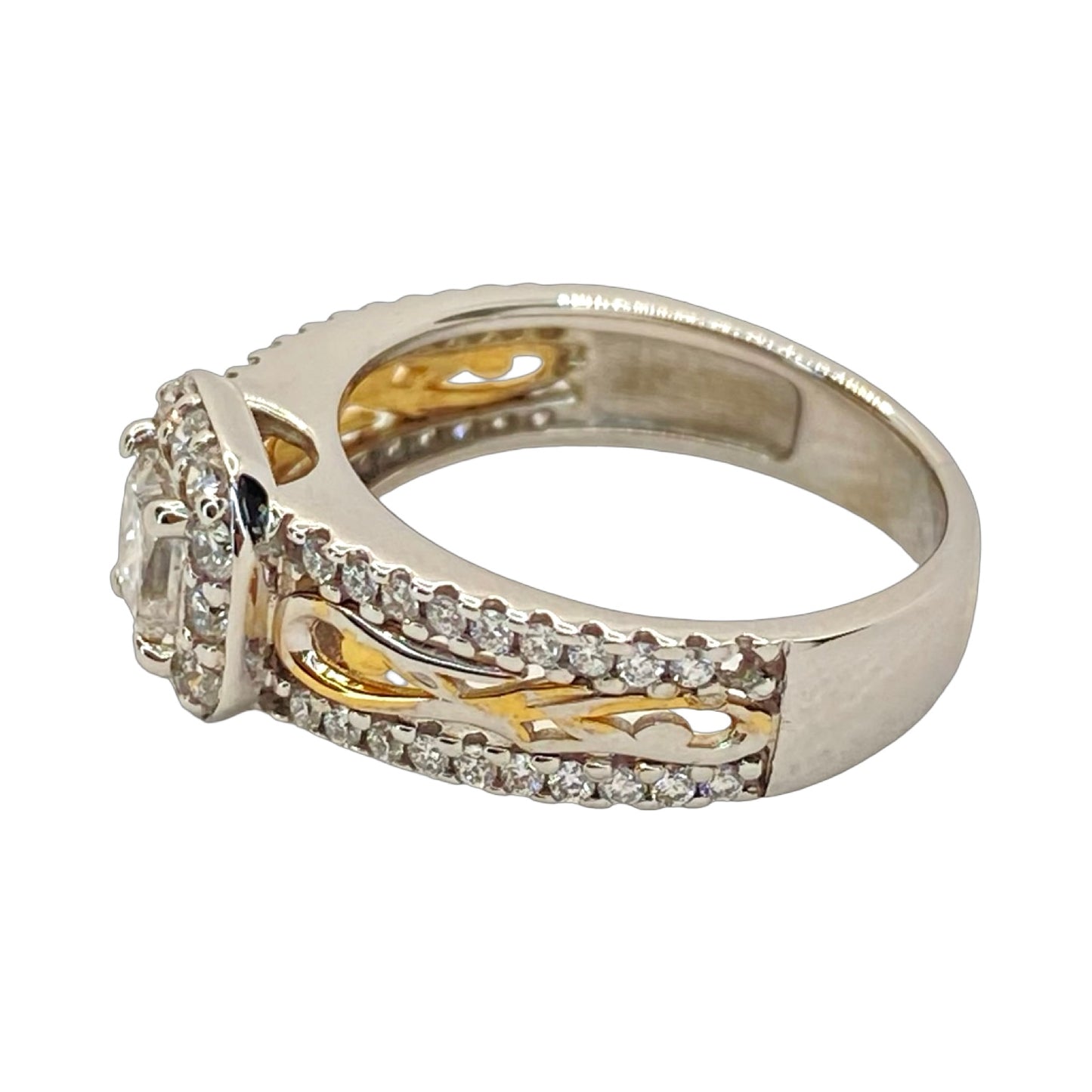 14K White and Yellow Gold Na Hoku Princess Cut Diamond Ring