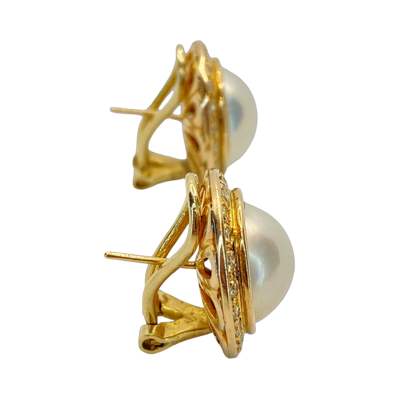 14K Yellow Gold Mabe Pearl Earrings