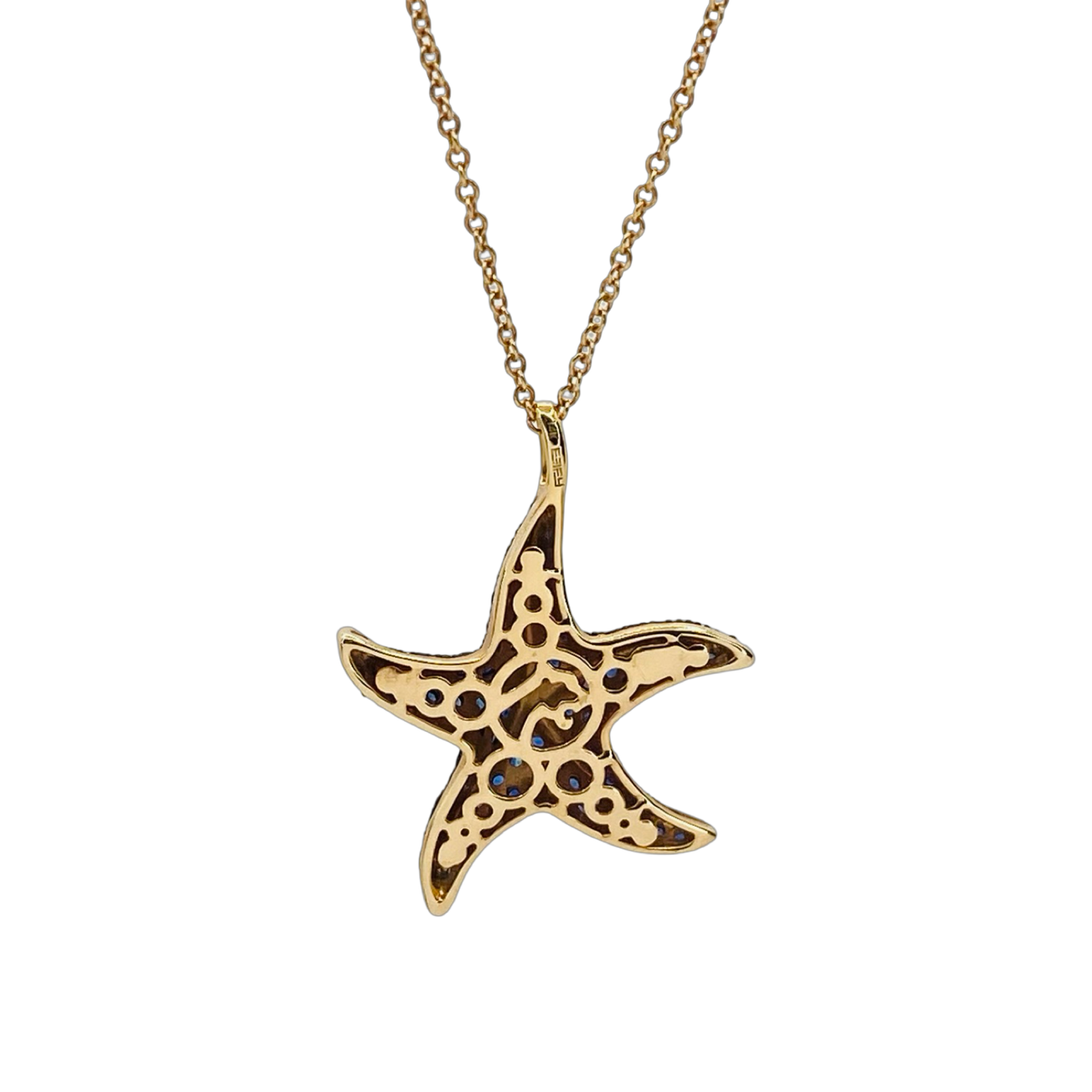 14K Rose Gold Effy Seaside Starfish Pendant with Blue Sapphire and Diamonds 777233