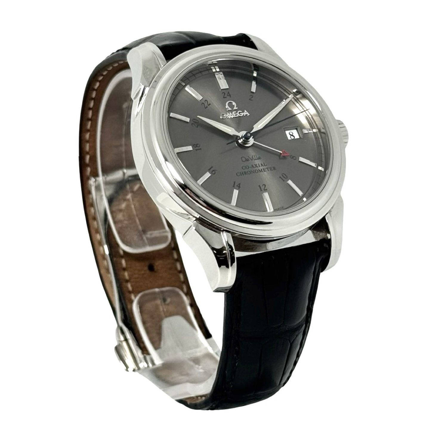 Omega De Ville Automatic GMT Co-Axial Escapement Chronometer Grey Dial Black Strap 4833.41.31