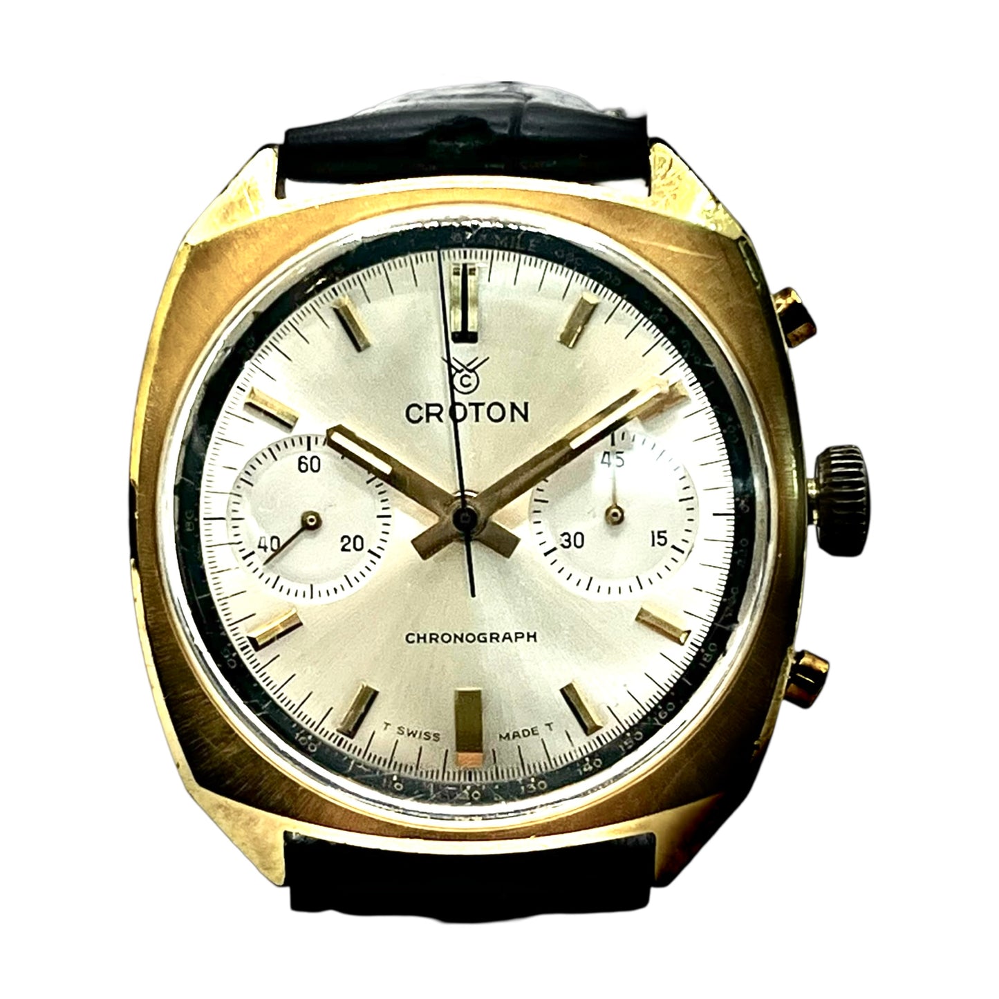 Nivada Croton Chronograph Compax Aviation Pilot 1-Mile Antimagnetic Incabloc Watch