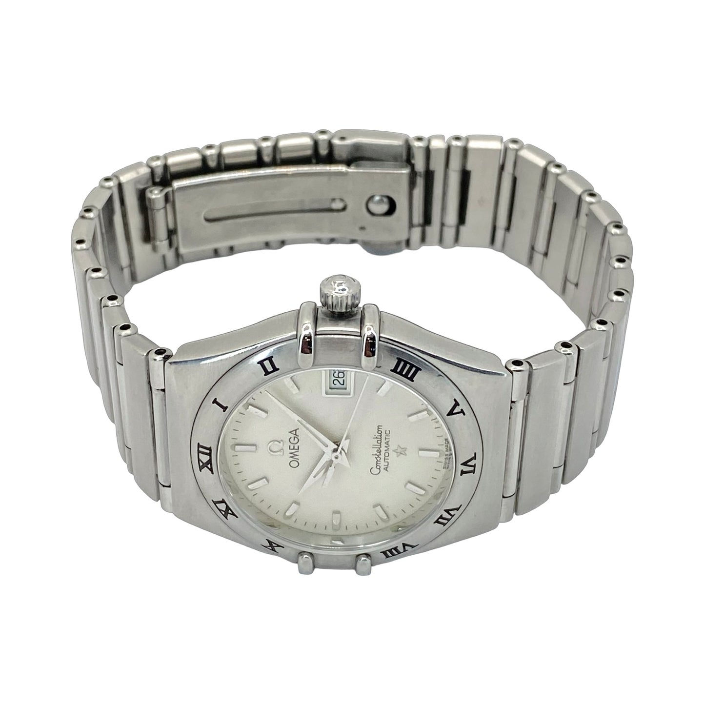 Omega Constellation Automatic Date 27.5mm Silver Guilloché Dial Steel on Steel 1592.30.00