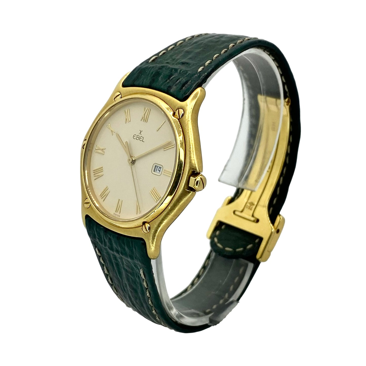 Ebel Sport Classic 1911 35mm 18K Yellow Gold Swiss Quartz Green Shark Skin Leather Ref.883903