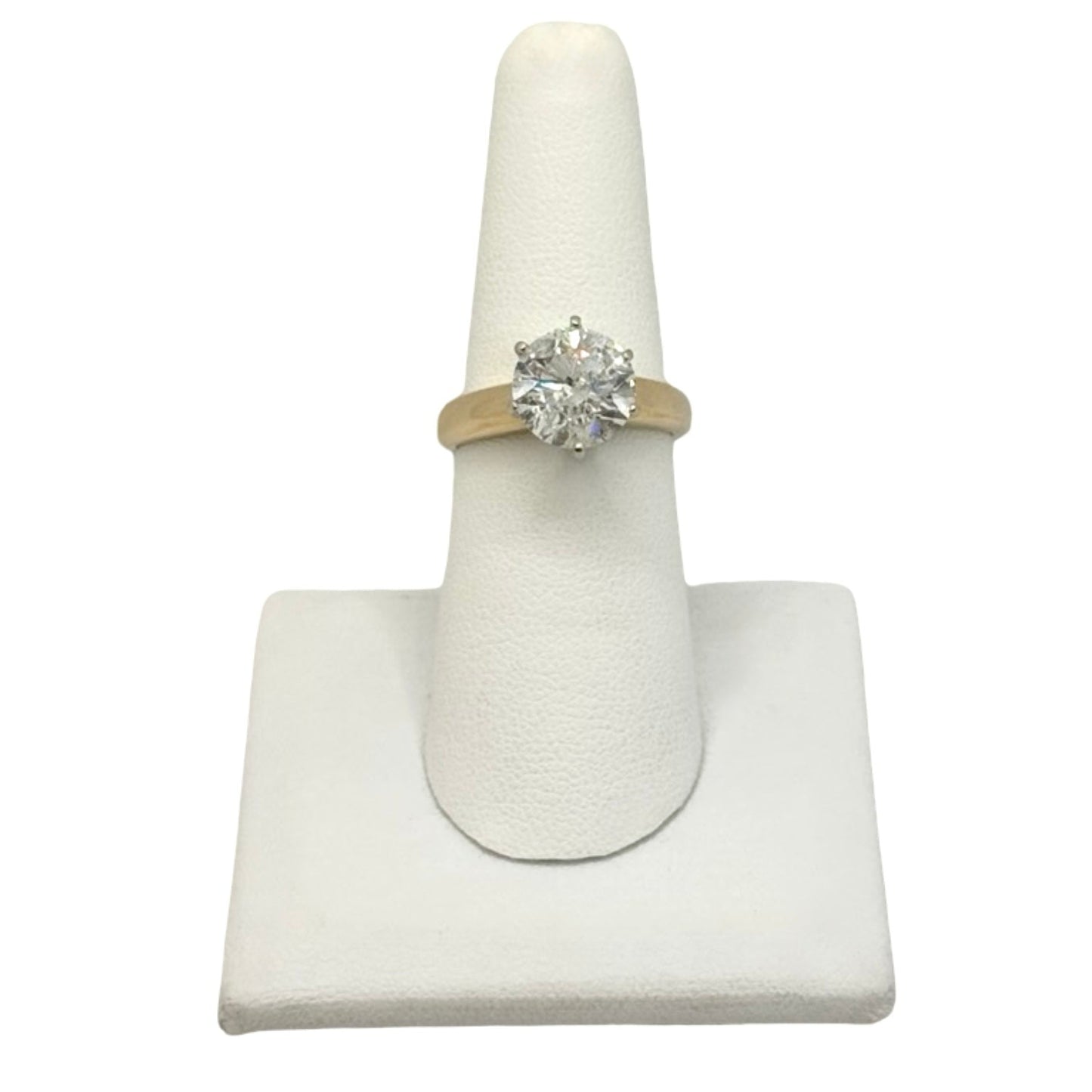 Estate Jewelry 14K Yellow Gold 3.41 Carats Round Brilliant Natural Diamond Solitaire Ring