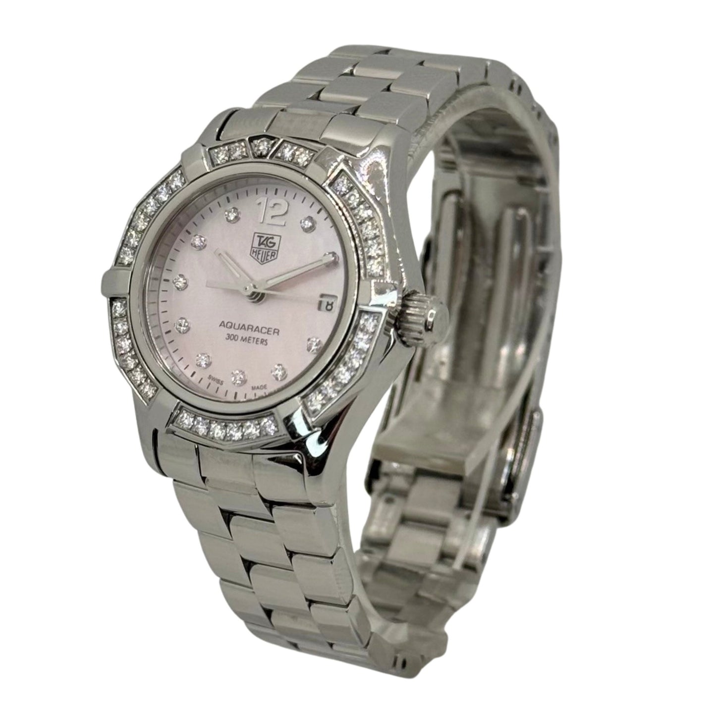 TAG Heuer Ladies Aquaracer Diamond Bezel Pink Mother-of-Pearl Diamond Dial WAF141B.BA0824
