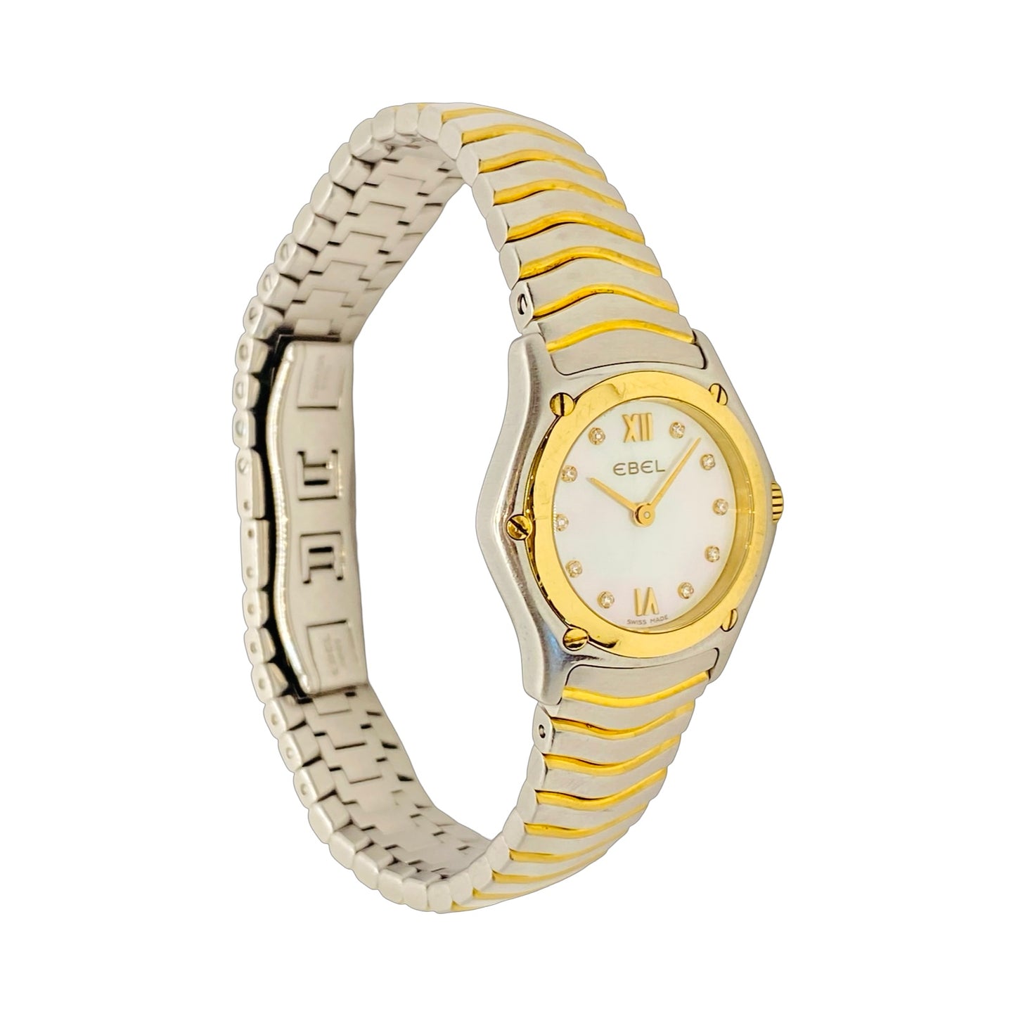 Ebel Classic Wave 24mm Quartz Mini 18K/Steel Diamond Mother-of-Pearl Dial 1157F11