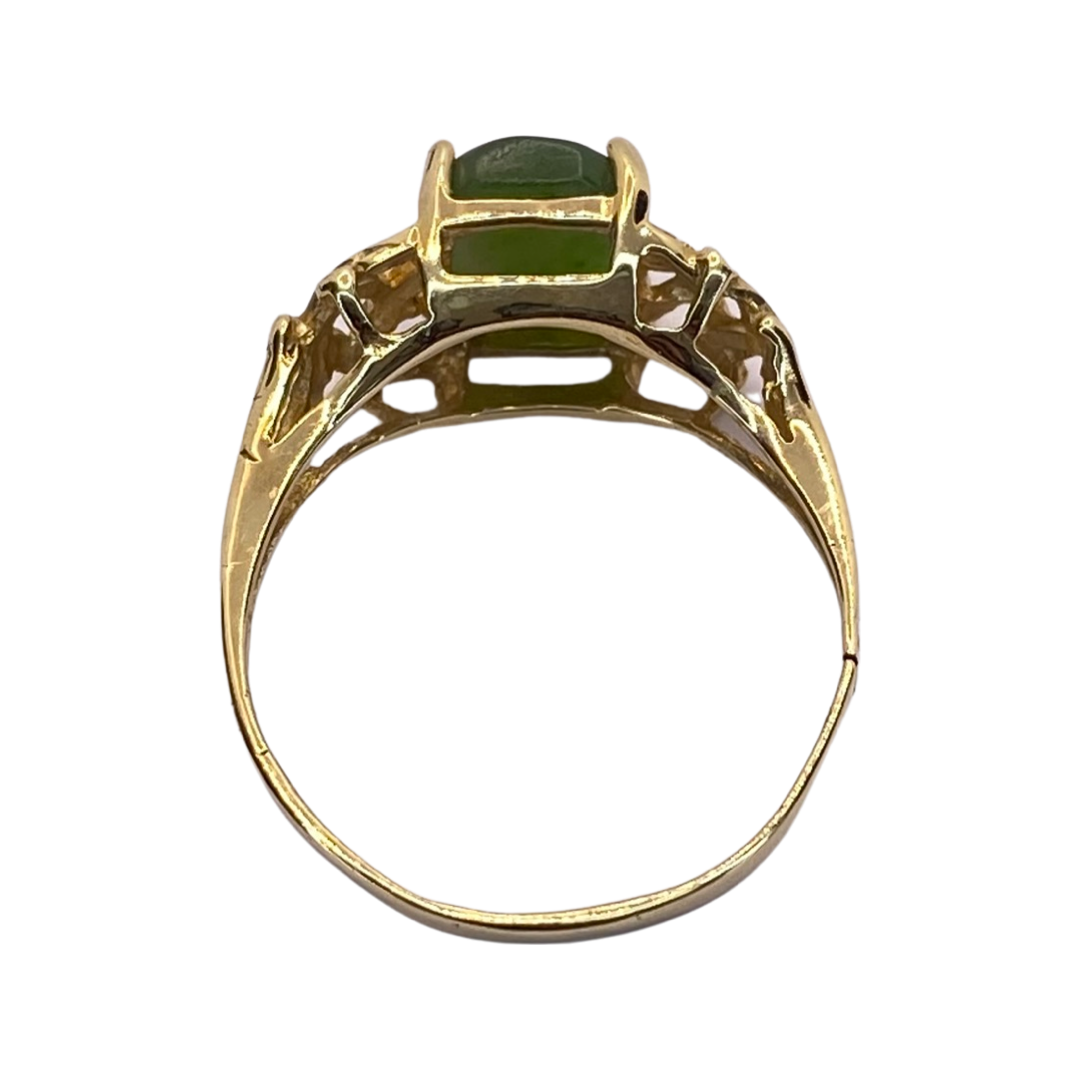 Estate Jewelry Women's 14K Yellow Gold Jadeite Ring