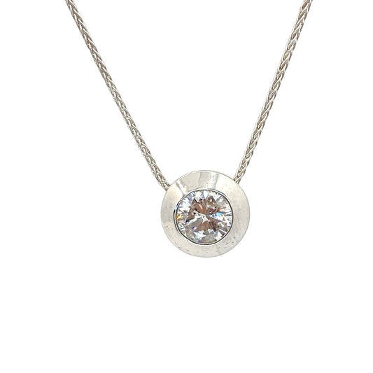 14K White Gold Solitaire Diamond Pendant