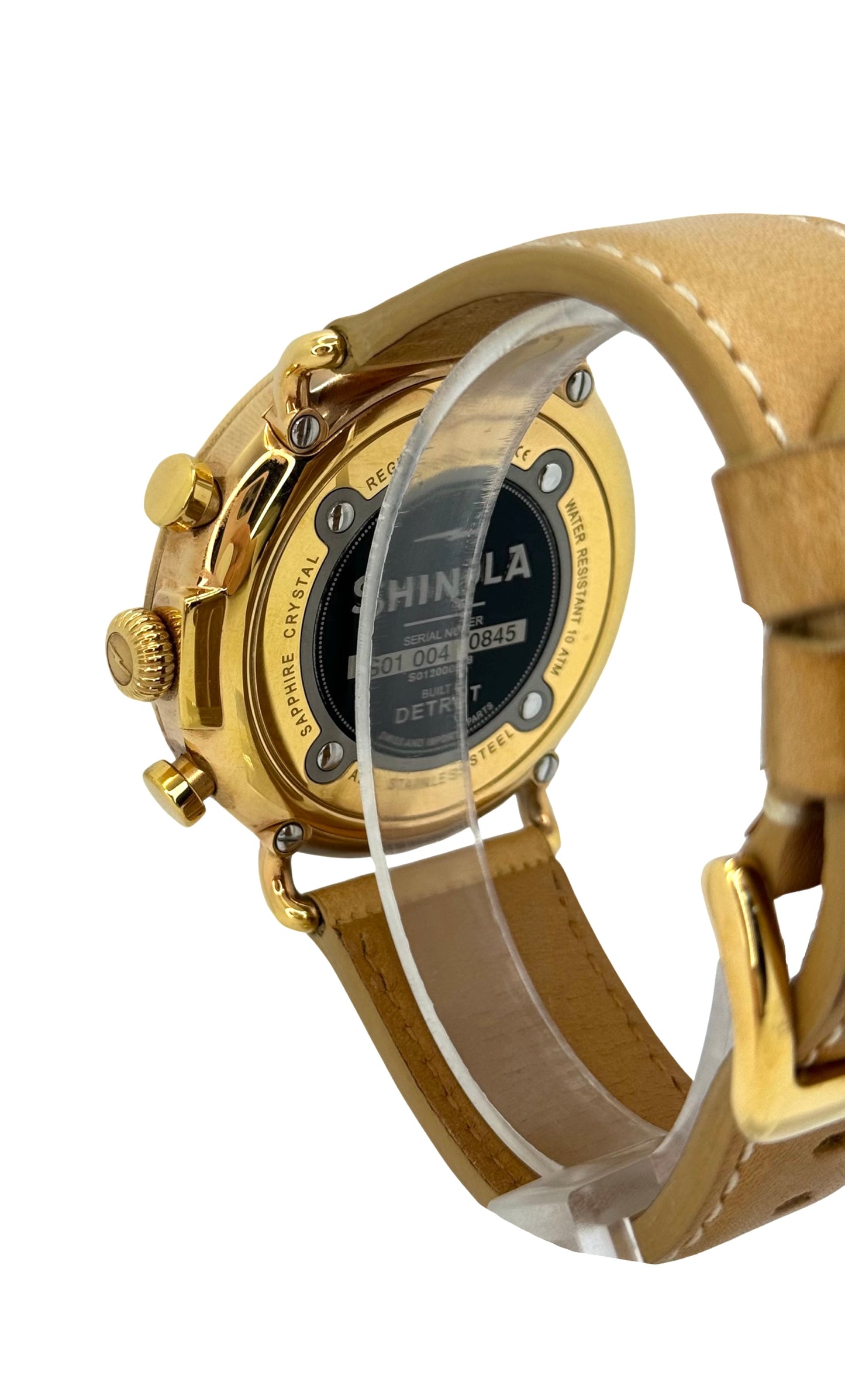 Shinola Runwell 41mm Black Dial Gold Plated Quartz Chronograph